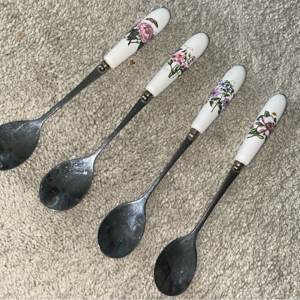 Portmeirion‎ Botanic Garden Floral Tea Spoons Serving Kitchen Utensil Set of 4